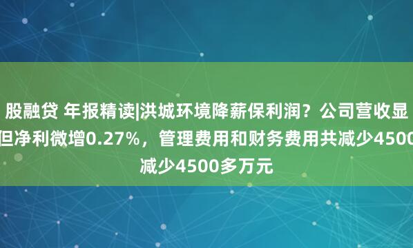 股融贷 年报精读|洪城环境降薪保利润？公司营收显著下降但净利微增0.27%，管理费用和财务费用共减少4500多万元