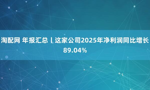 淘配网 年报汇总丨这家公司2025年净利润同比增长89.04%